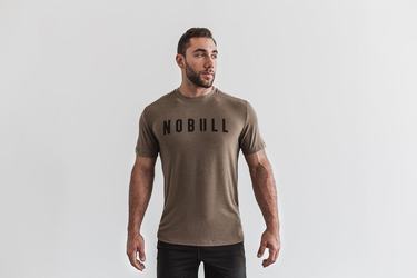 Nobull Men's T Shirts Light Brown | Australia (BG7345)